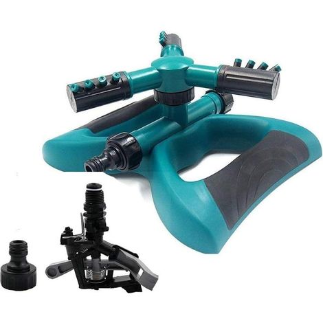 Arroseur de jardin rotatif 360°, tête d'aspersion double pour pelouse et potager, irrigation automatique avec tuyau, couverture complète pour espaces verts (1/4)