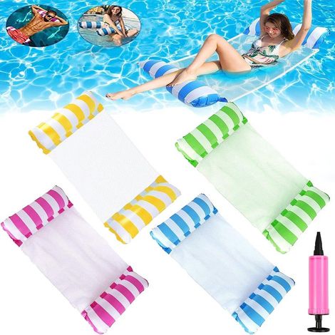 Schwimmendes Wasserbett, Pool-Hängematte, aufblasbare Hängematte, schwimmende Hängematten, aufblasbare Pool-Hängematte, faltbares aufblasbares Poolbett mit 1 Luftpumpe (1/5)