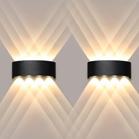 Modern LED Wall Light, 8W, 3000K Warm White, Integrated LED, Black, Non-dimmable, 2PCS (1/5)
