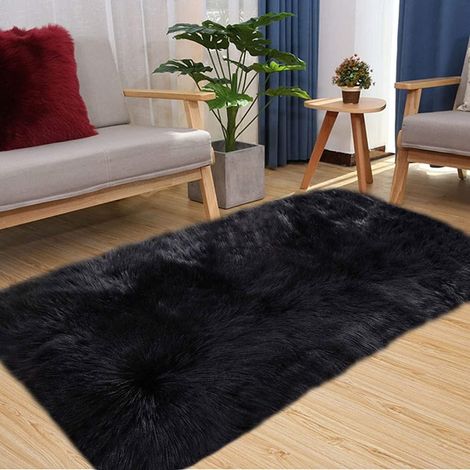1 Tapis imitation peau de mouton, doux, antidérapant, polyester, salon chambre voiture