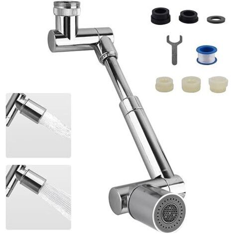 Universelle 1440° Prolongateur de Robinet, 2 Modes de Sortie d'Eau Robinet de Cuisine Multifonction Filtre Anti-Projections Rallonge de Robinet Pivotant pour Lavabo de Salle de Bains GROOFOO (1/5)