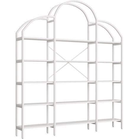Libreria in metallo e MDF bianca 170 x 26 x 190 cm con 5 ripiani e decorazione a nuvola MODENUIT (1/5)