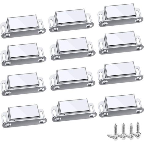 Chiusure magnetiche per armadi e cassetti – Confezione da 12, acciaio inox, diametro 45 mm, portata fino a 6 kg