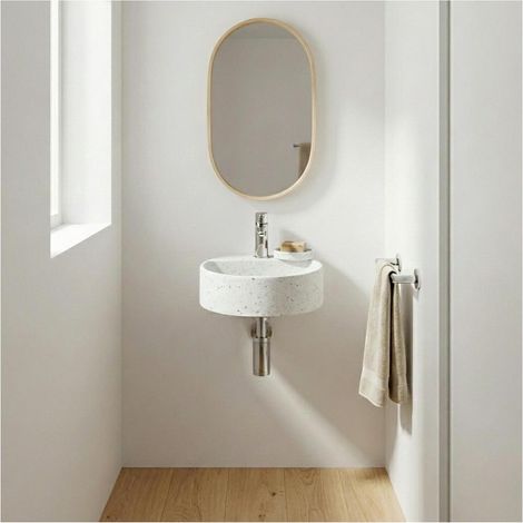 Lavabo sospeso ZOLI Ø30 x P.30 cm rotondo bianco terrazzo