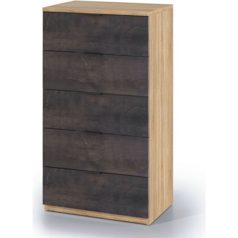Hochkommode 60x40x110 cm mit 5 Schubladen, oxyd kanadische eiche – Rende (1/3)