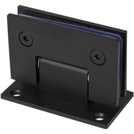 Stainless Steel Bathroom Clip 90 Degree Shower Double Hinge Glass Door Hardware Accessory (Black) (1/5)