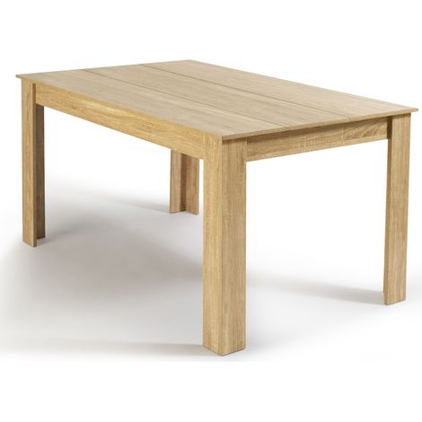 Idmarket – Table de salle à manger rectangle 6 personnes – Imitation hêtre 140 x 90 cm – Structure robuste en panneaux de particules – Design contemporain