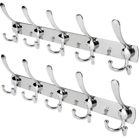 Crochet Mural Patères Porte Manteaux En Acier Inoxydable  Pour Porte-manteau/Serviettes/Chapeau Argent (2 Pack 15 Crochets)