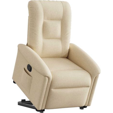 Sillón reclinable elevable de tela color crema vidaXL (1/5)