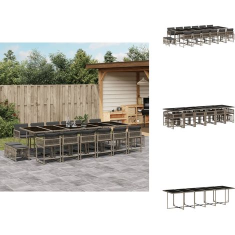Ensemble à manger de jardin 17 pcs et coussins résine tressée - Ensemble Salon De Jardin - Meuble De Jardin - Résine Tressée - Mobilier D'extérieur - Table De Jardin (1/5)