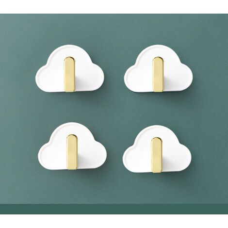 4 pièces de nuage en forme de L crochets sans soudure poinçonnage mur collant crochet cuisine salle de bain salle de bain sac clé crochet créatif(Blanc) (1/5)