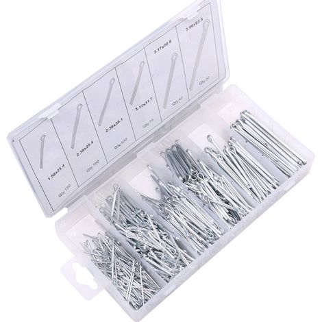 Kit d'assortiment de 555 pièces de goupilles pivotantes en acier galvanisé résistant (1/5)