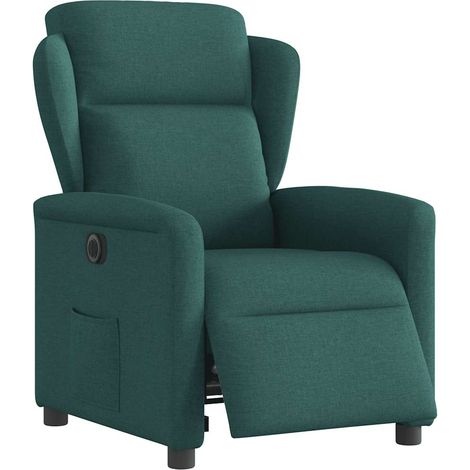 Sillón reclinable eléctrico tela verde oscuro vidaXL