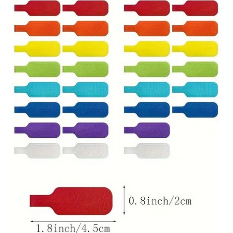 32 wiederverwendbare Klett-Kabeletiketten, farbenfrohe Klebemarker zur Organisation von USB-Kabeln und Ladegeräten, ideal für Zuhause, Büro und Reisen