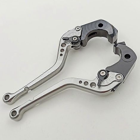 Poignée de frein, d'embrayage hydraulique et de klaxon pour guidon de moto Kawasaki ZX1400 ZX14R ZZR1400 (tige longue grise) (1/5)
