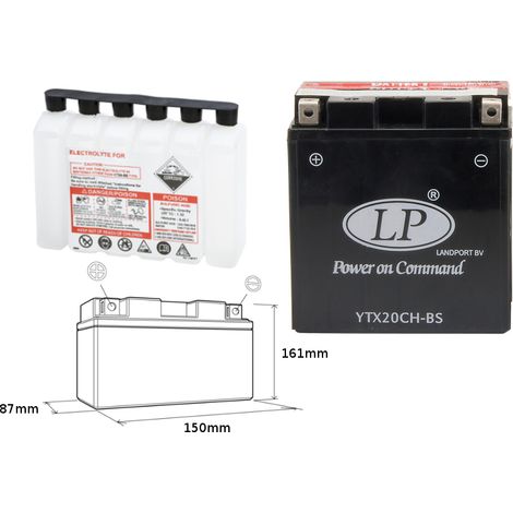 Landport YTX20CH-BS AGM-Batterie, 12 V 18 Ah, wartungsfrei, kompakte Größe