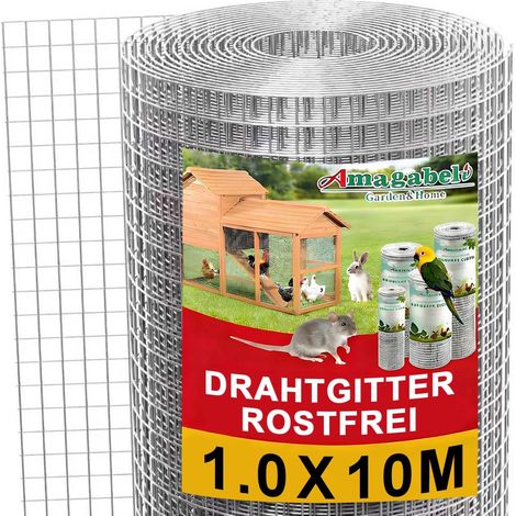 1 Rouleau Grillage Soudé,Mailles Carrées 12x12mm,Fil Galvanisé 0.7mm,Pour Poulailler Et Jardin