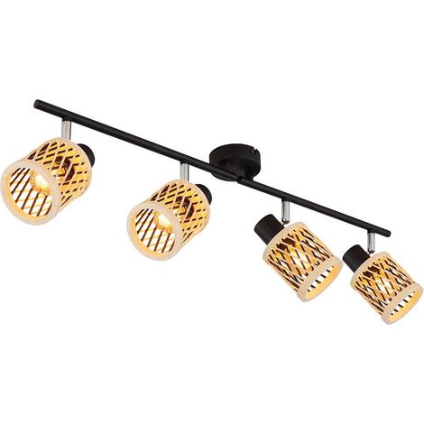 Deckenleuchte Deckenlampe Deckenstrahler beweglich schwarz matt Bambus L 70 cm
