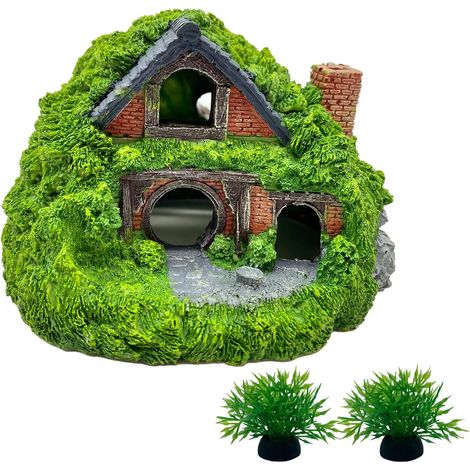 APEX Aquarium Decoration  House Resin Betta Hideout Cave Small Aquarium Decor Hollow Hole Shelter Fish Tank Hut Ornaments Mini Garden Landscaping Accessories (1/5)