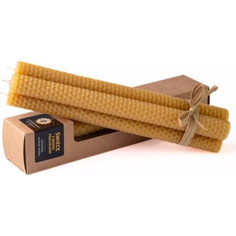 Coffret de 3 bougies en cire d'abeille au miel et à la mydlarnia (1/4)
