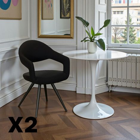 Chaise salle à manger noire à dossier ouvert (lot de 2) TREVI