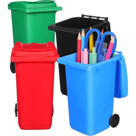de 4 mini poubelles de bureau en plastique avec couvercles (1/5)