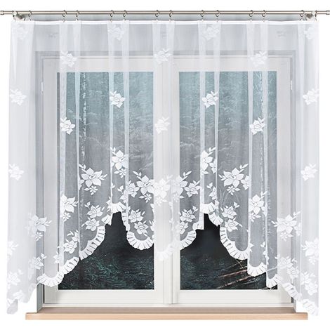 Irena - Rideau jacquard prêt à poser avec fente en bas - 310 x 160 cm - blanc (1/5)