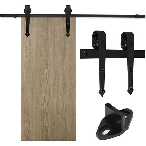 Randaco Sistema de puerta corredera Arrow 183cm Puerta corredera Carril de rodillos Herrajes Puerta de madera Accesorios para puertas