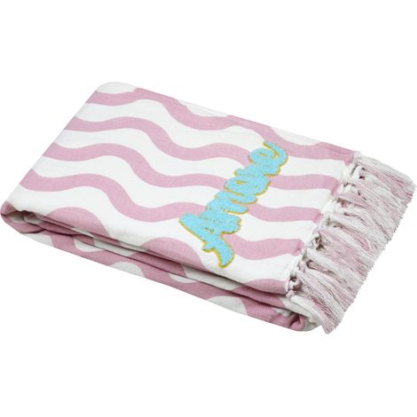 Fouta doublée éponge "Amore" Rose 100x150 cm (1/2)