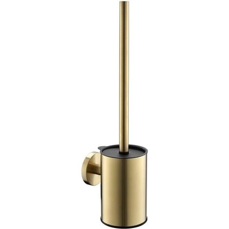 WC-Bürste und Edelstahlhalter, Wandmontage, einfache Installation, langer Griff, robuster Badreiniger, gebürstetes Gold
