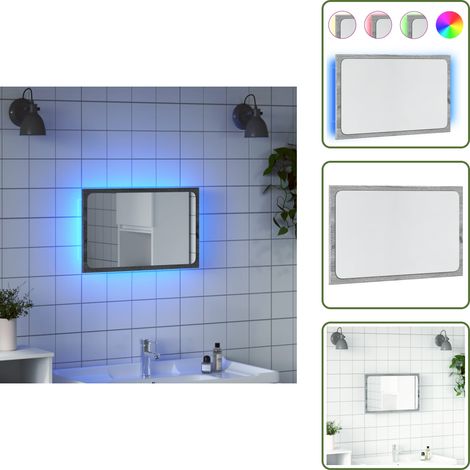 The Living Store Espejo de baño LED madera ingeniería gris Sonoma 60x8,5x38 cm - Espejo LED
