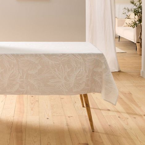 Nappe rectangulaire 140x240 imprimé effet lin LORENZA (1/4)