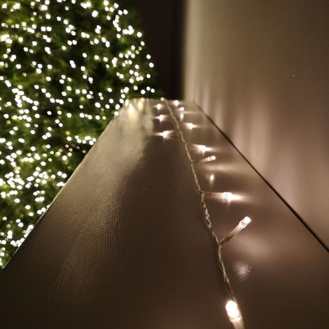 100 LED 10m Premier Christmas Outdoor Multi Function Battery Lights with Timer & Clear Cable in Warm White (1/5)