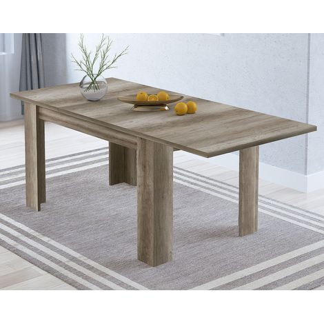 Table de salle à manger extensible coloris Chêne vieilli - Longueur 138 - 195 x Profondeur 88 x Hauteur 76 cm -PEGANE- (1/4)