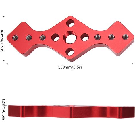 Gerade Bohrschablone für Holzbearbeitung, rote Aluminiumlegierung + Set mit 7 Bohrern + 60 mm Holzdübel. (1/5)