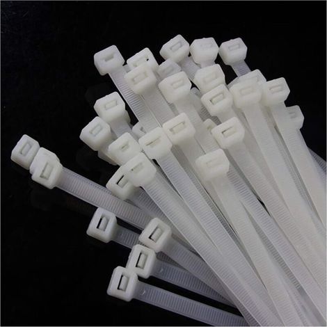 25cm Zip Ties White (100 Pack) 70lb Strength Heavy Duty Cable Wire Ties By Bolt Dropper, Self-Locking Nylon Zip Ties For Indoor And Outdoor (1/5)
