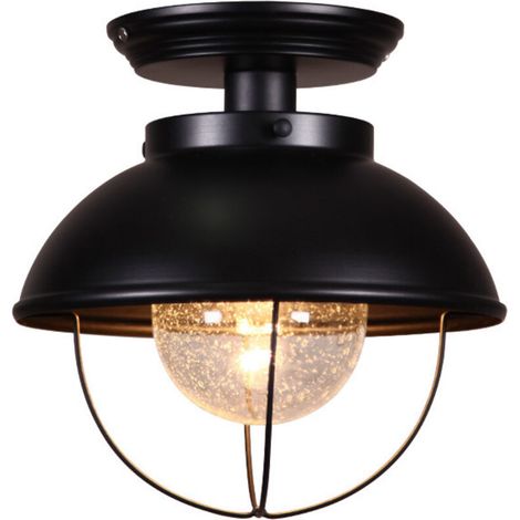 Plafonnier de balcon de style industriel rétro lampe de vestiaire lampe de cuisine avec ampoule LED blanc chaud 5W (1/4)
