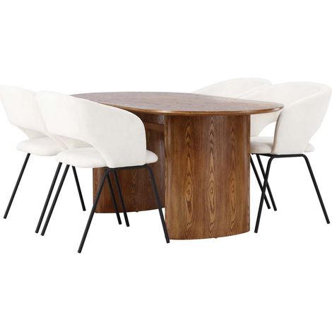 Isolde Essgruppe Tisch natur und 4 Day Stühle offwhite.