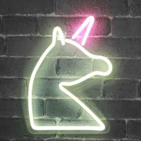 Neon Licorne 32 cm - Prise et Interrupteur On/Off inclus Neon LED pour Decoration Chambre d'Enfant - Lampe Néon LED Licorne sur Secteur avec interrupteur (1/5)