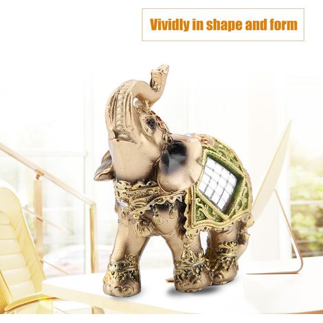 Statue éléphant vert chance Feng Shui, figurine richesse décoration maison, porte-bonheur cadeau (S) (1/5)