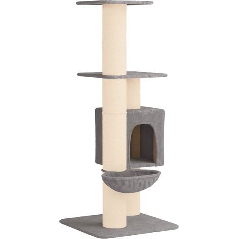 Albero per gatti con pali per graffiare in sisal Grigio Chiaro vidaXL