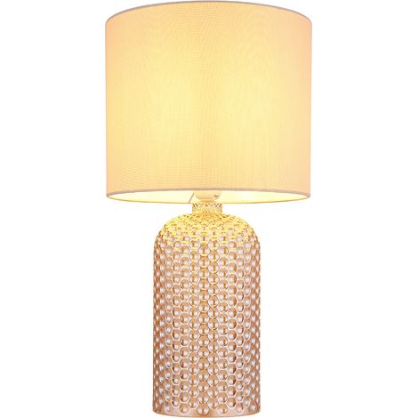 Lampada da tavolo in vetro tessile lampada da comodino lampada da tavolo color champagne lampada da sala da pranzo, 1x attacco E27, DxH 26,5x50 cm