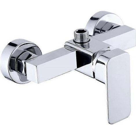 Robinet de douche mural chromé moderne avec mitigeur pour eau chaude et froide (1/5)