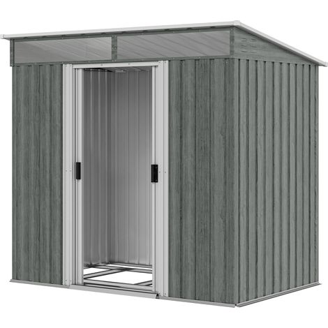 Outsunny Casetta per Attrezzi in Acciaio Zincato 195x122x181.5 cm Grigio Chiaro