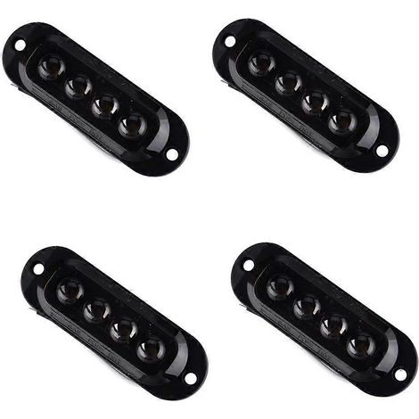 4 feux de gabarit latéraux à LED jaunes avec lentille noire fumée pour remorques, camions, caravanes et bateaux 12-24 V CC (1/5)