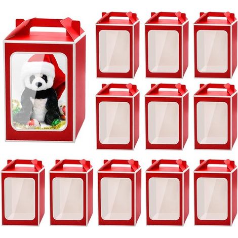 Sacchetti regalo trasparenti - Set di 12 sacchetti regalo trasparenti con finestra - Confezioni regalo e per fiori - 18 x 13 x 25 cm - PVC e carta - Feste e matrimoni - Regalo di Natale (1/5)
