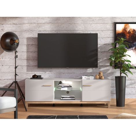 TV-Möbel Dosimo, ein Regalboden, 2 Türen, 4 Fächer, 154x42x51h cm Beige (1/5)