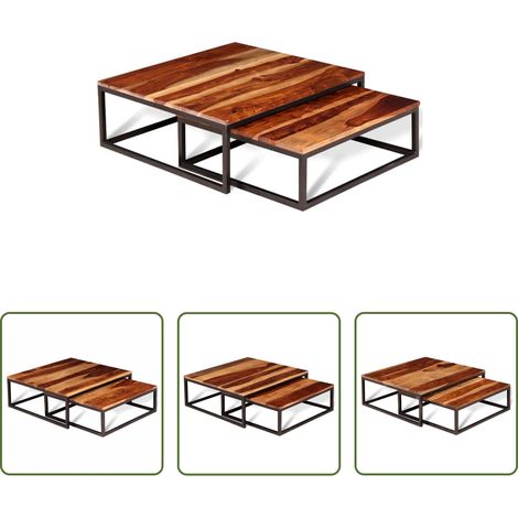 Akazienholz -  2-tlg. Satztisch-Set Massivholz Akazie (1/5)