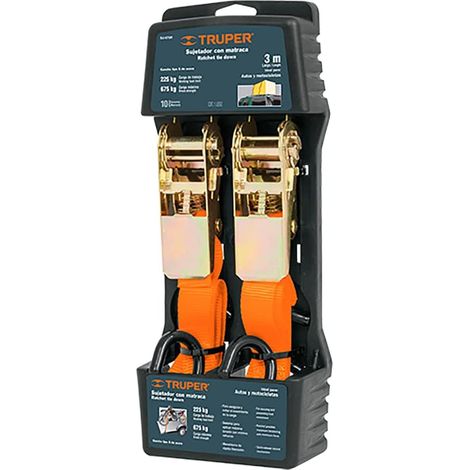 Truper Cinta de tricaje con tensor 3M 675 Kg 2 Pzas