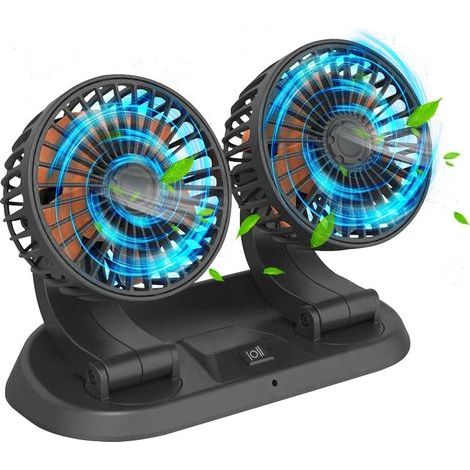 Dual-head 24V fan, 360° rotation, cigarette lighter plug, for truck, SUV, camper van (1/5)